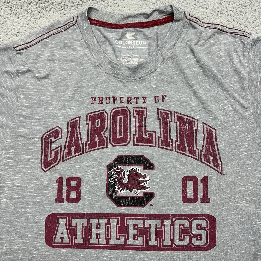 Colosseum Mens Large University of South Carolina USC Gamecocks Gray T-Shirt ATH